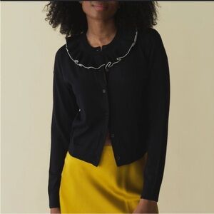 Doen Grazia Navy Blue 100% Merino Wool Cardigan Sweater Size Small NWT NEW